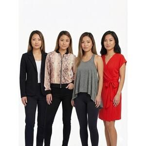 Lot 4 Women's S Red Belted Dress Black Jacket Pink Snakeskin Jacket Grey Tank